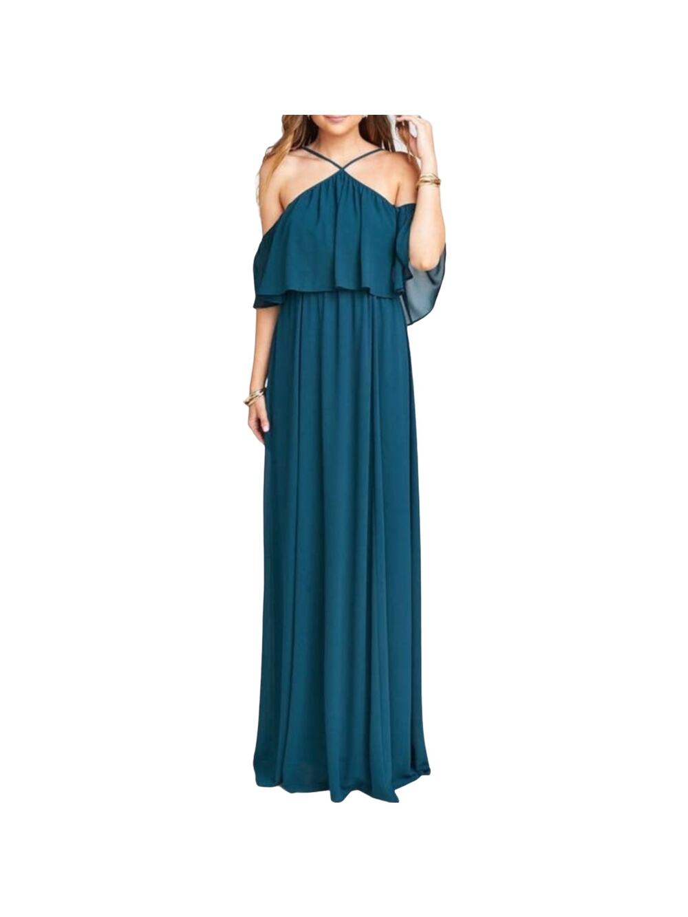 Show Me Your MuMu Rebecca Ruffle Dress Medium Deep Jade NWOT